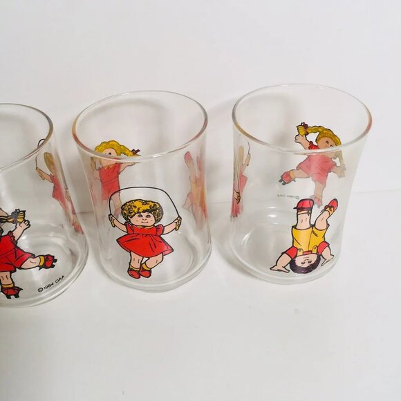 Vintage 1980s Set of 4 Cabbage Patch Kids Juice Glass Glasses Tumblers - Picture 4 of 6